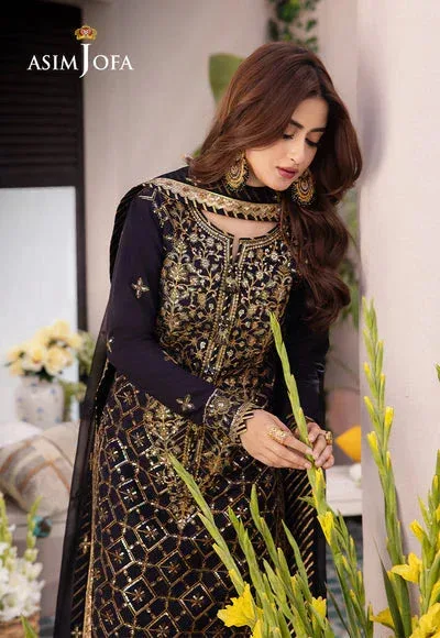 Asim Jofa Dhanak Rang Collection Black Chiffon – view 4 – Poshaq