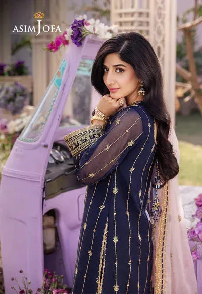 Asim Jofa Dhanak Rang Collection Blue Chiffon – view 3 – Poshaq