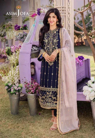 Asim Jofa Dhanak Rang Collection Blue Chiffon – view 5 – Poshaq