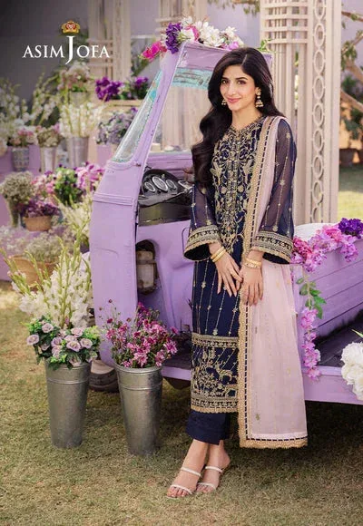 Asim Jofa Dhanak Rang Collection Blue Chiffon – view 6 – Poshaq