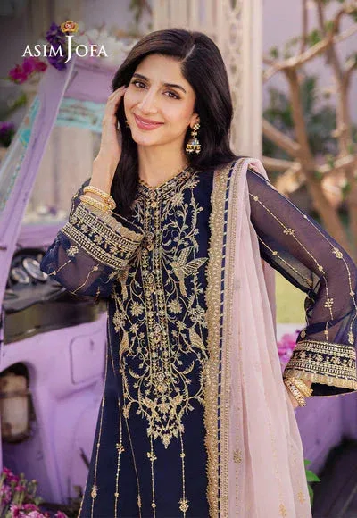 Asim Jofa Dhanak Rang Collection Blue Chiffon – view 7 – Poshaq