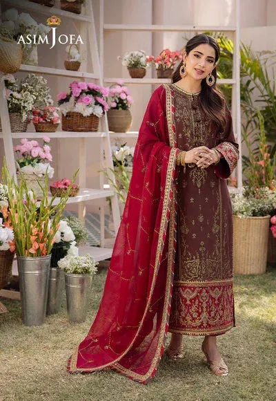 Asim Jofa Dhanak Rang Collection Brown Organza – view 1 – Poshaq