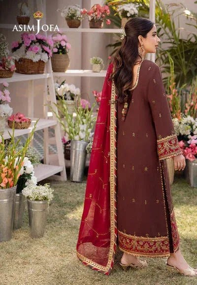 Asim Jofa Dhanak Rang Collection Brown Organza – view 2 – Poshaq