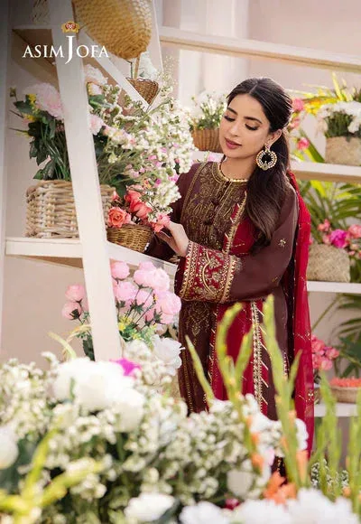 Asim Jofa Dhanak Rang Collection Brown Organza – view 3 – Poshaq
