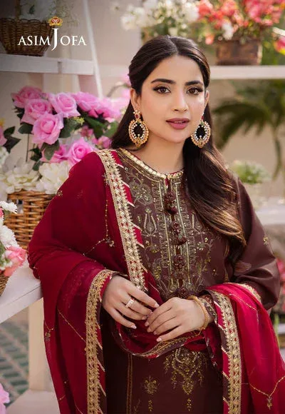 Asim Jofa Dhanak Rang Collection Brown Organza – view 4 – Poshaq