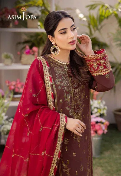 Asim Jofa Dhanak Rang Collection Brown Organza – view 5 – Poshaq