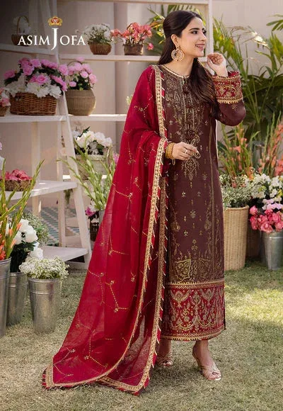 Asim Jofa Dhanak Rang Collection Brown Organza – view 6 – Poshaq