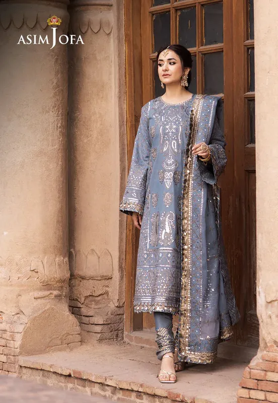 Asim Jofa Chikankari Eid24 Black Chiffon – view 1 – Poshaq
