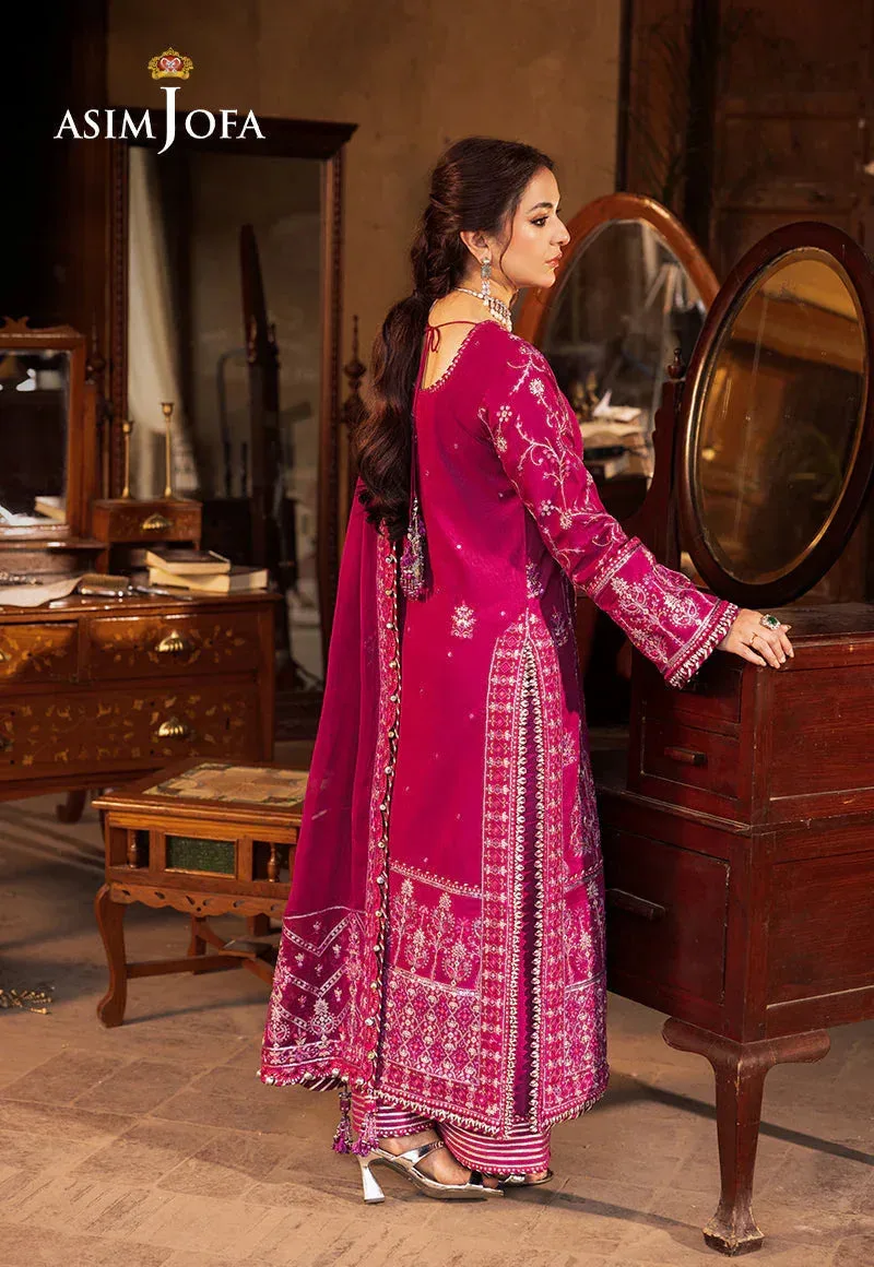Asim Jofa Chikankari Eid24 Magenta Chiffon – view 2 – Poshaq