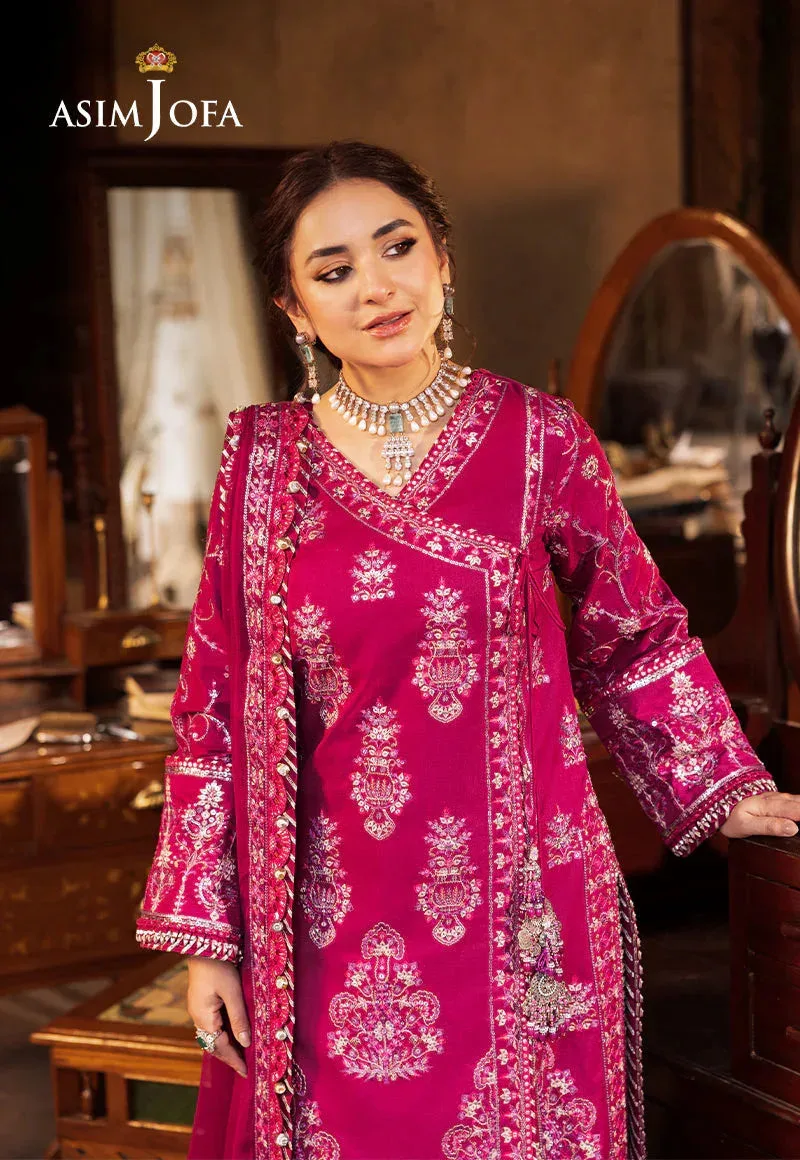 Asim Jofa Chikankari Eid24 Magenta Chiffon – view 3 – Poshaq
