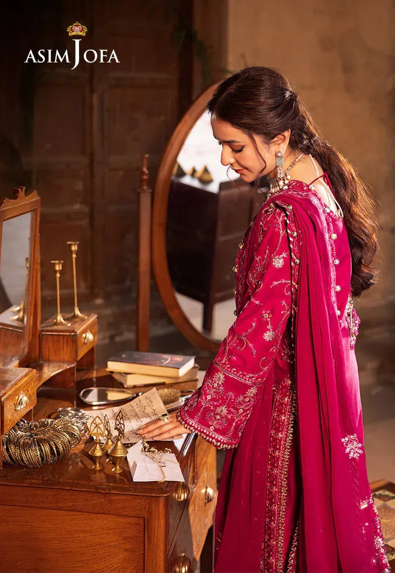 Asim Jofa Chikankari Eid24 Magenta Chiffon – view 5 – Poshaq