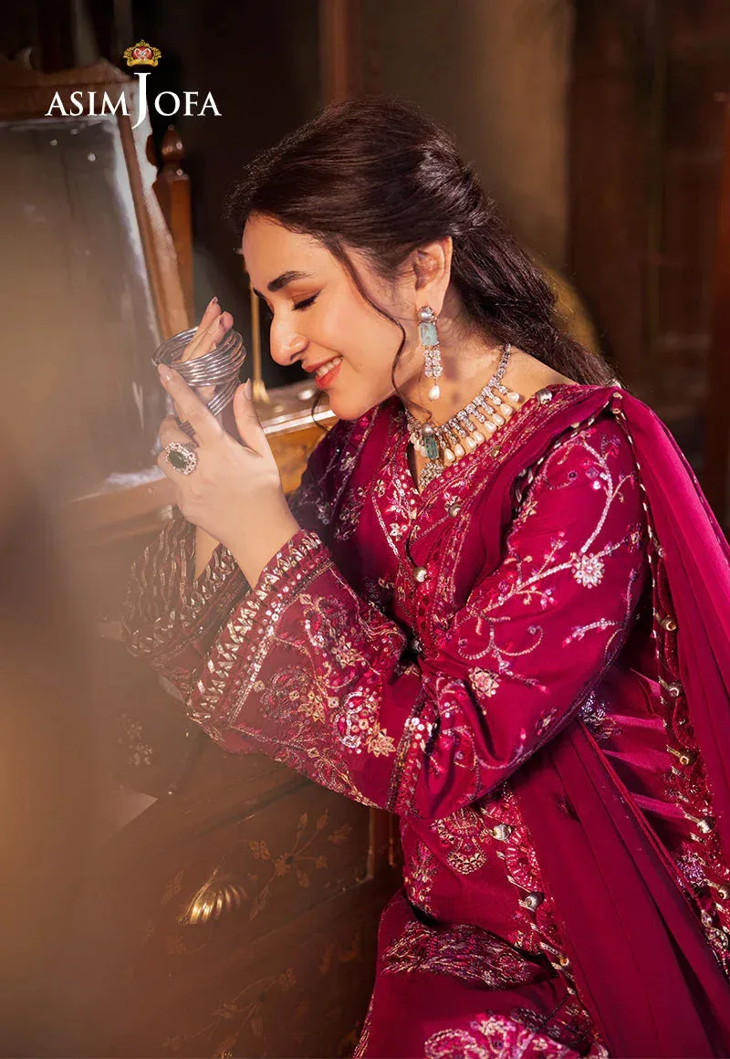 Asim Jofa Chikankari Eid24 Magenta Chiffon – view 6 – Poshaq