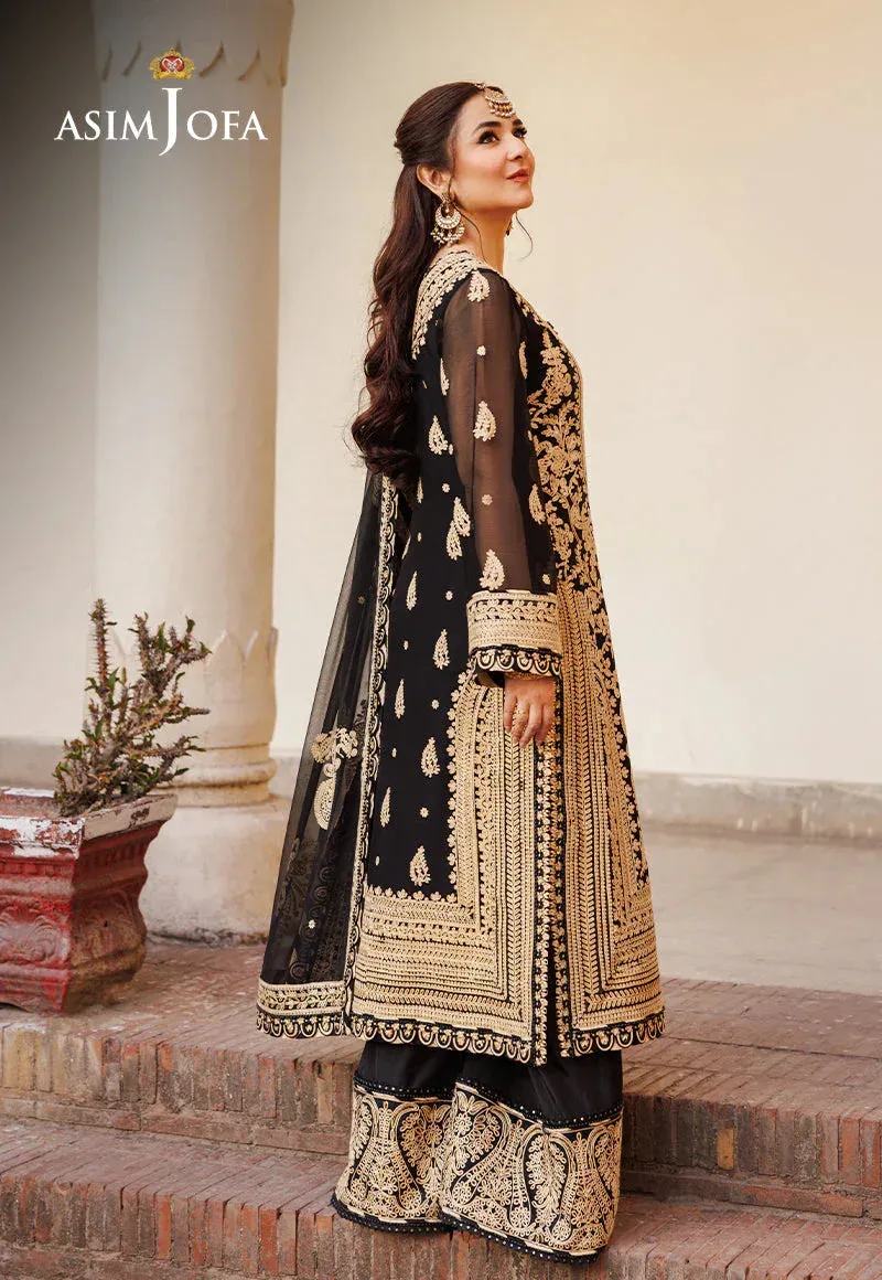Asim Jofa Chikankari Eid24 Black Organza – view 2 – Poshaq