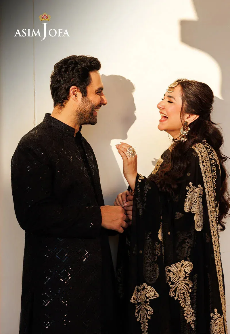 Asim Jofa Chikankari Eid24 Black Organza – view 3 – Poshaq