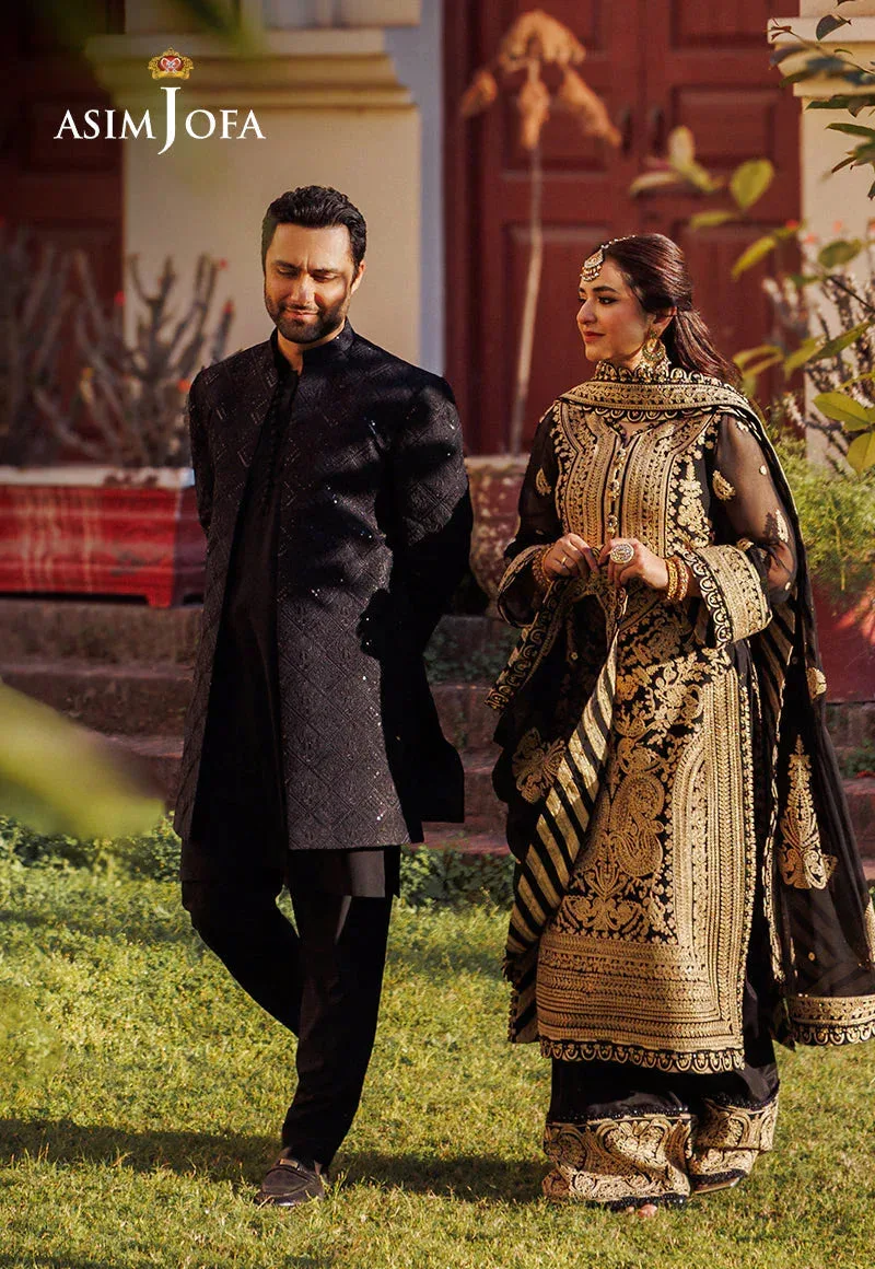 Asim Jofa Chikankari Eid24 Black Organza – view 6 – Poshaq