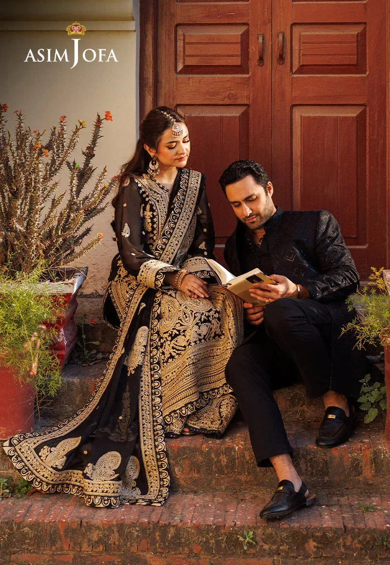 Asim Jofa Chikankari Eid24 Black Organza – view 7 – Poshaq