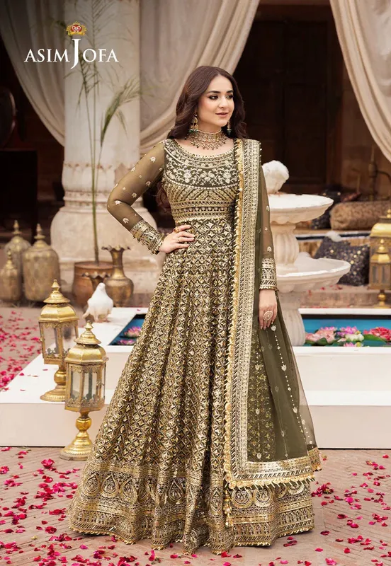Asim Jofa Chikankari Eid24 Green Chiffon – view 1 – Poshaq