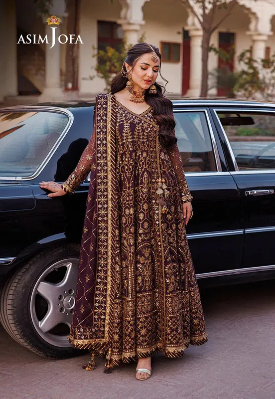 Asim Jofa Chikankari Eid24 Purple Chiffon – view 1 – Poshaq