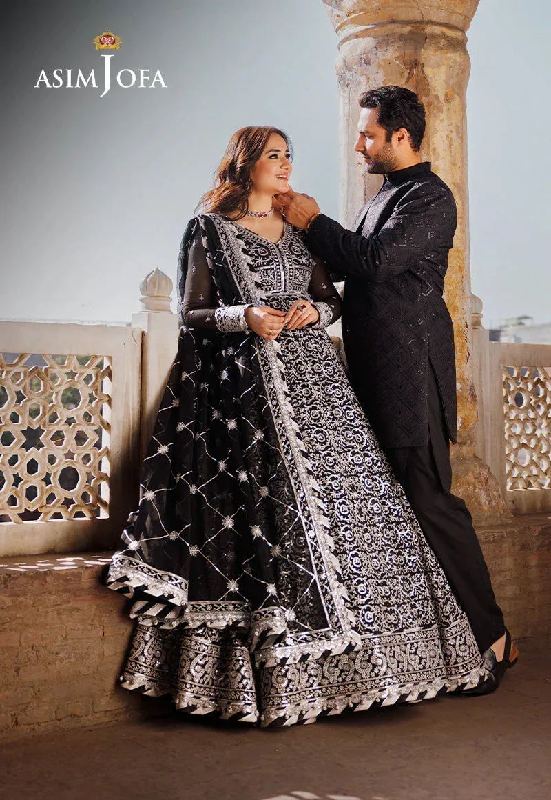 Asim Jofa Chikankari Eid24 Black Chiffon – view 1 – Poshaq