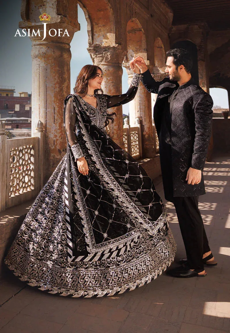 Asim Jofa Chikankari Eid24 Black Chiffon – view 2 – Poshaq