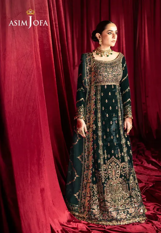 Asim Jofa Makhmal Formals Maroon Velvet – view 1 – Poshaq