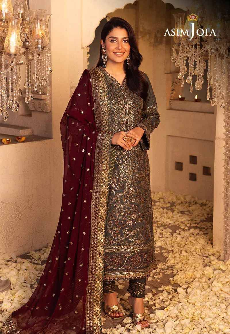 Asim Jofa Green Raw Silk – view 1 – Poshaq
