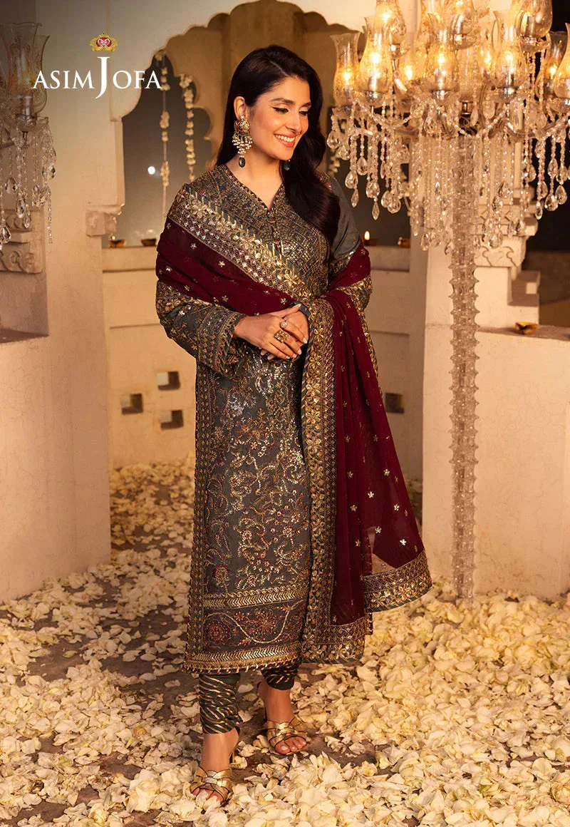 Asim Jofa Green Raw Silk – view 2 – Poshaq