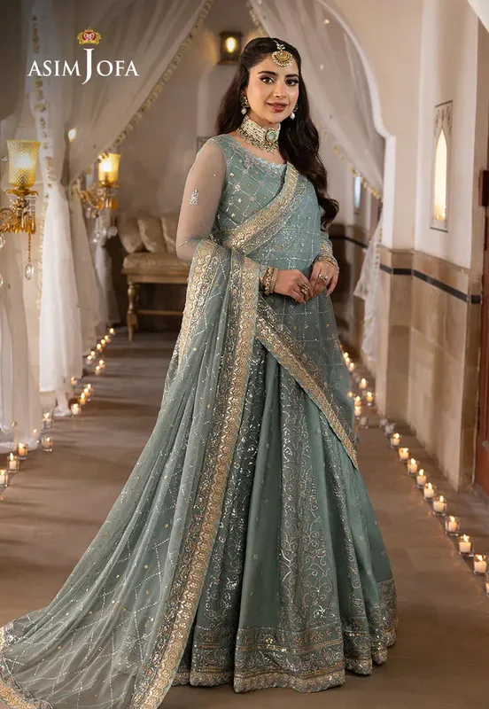 Asim Jofa Green Chiffon – view 1 – Poshaq