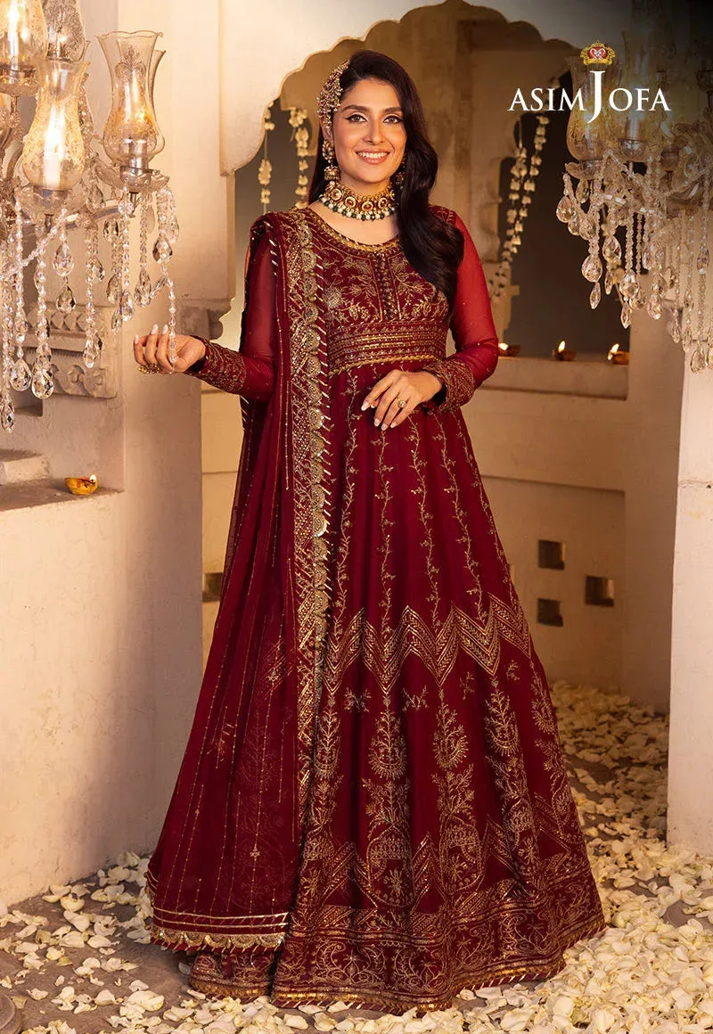 Asim Jofa Maroon Chiffon – view 1 – Poshaq