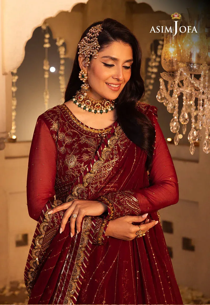 Asim Jofa Maroon Chiffon – view 3 – Poshaq