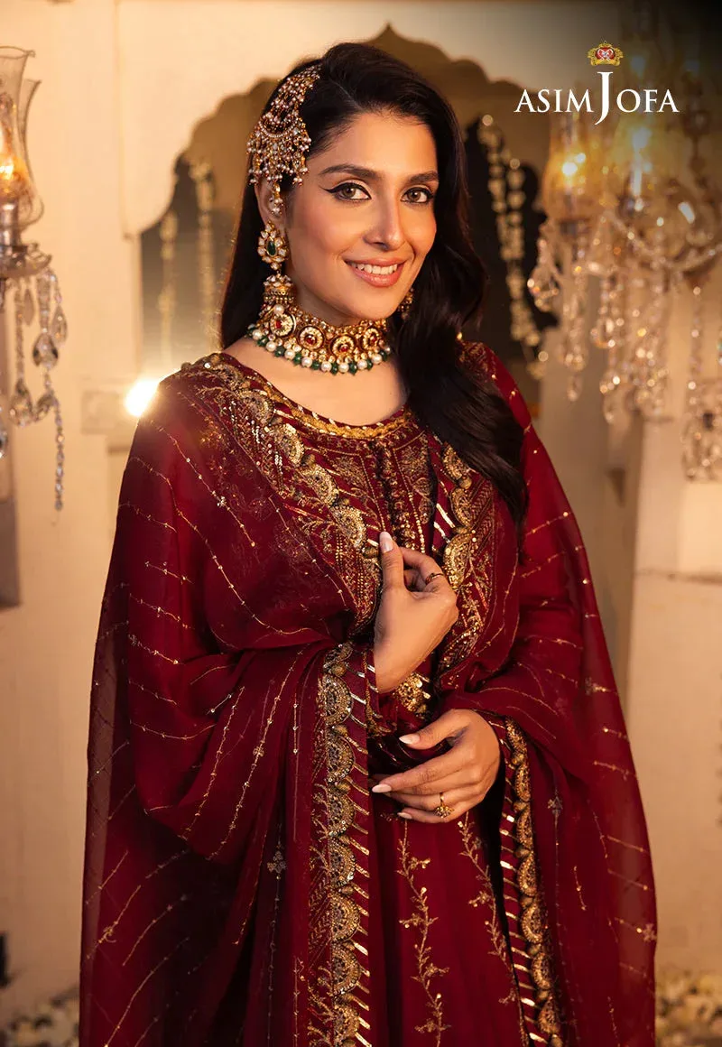 Asim Jofa Maroon Chiffon – view 6 – Poshaq