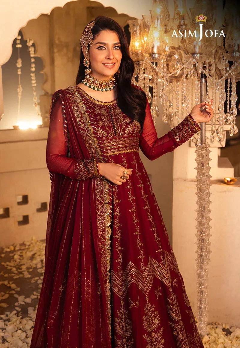 Asim Jofa Maroon Chiffon – view 7 – Poshaq