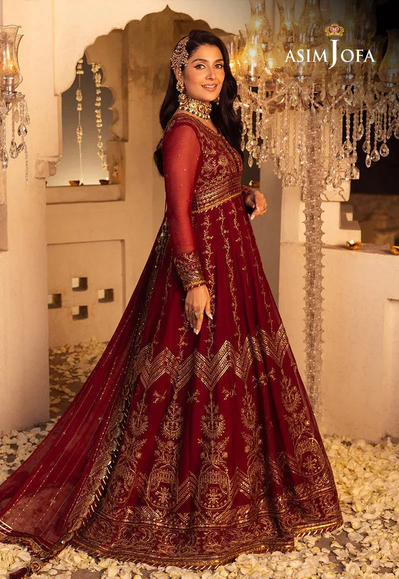 Asim Jofa Maroon Chiffon – view 8 – Poshaq