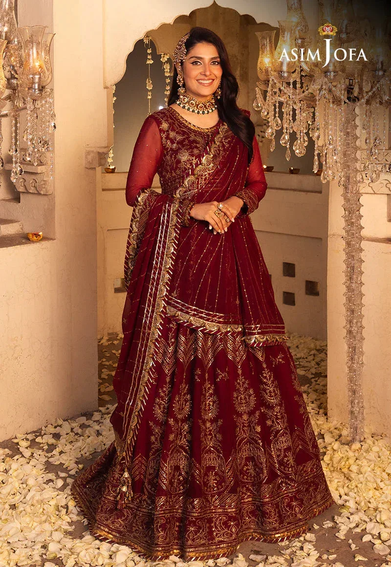 Asim Jofa Maroon Chiffon – view 9 – Poshaq