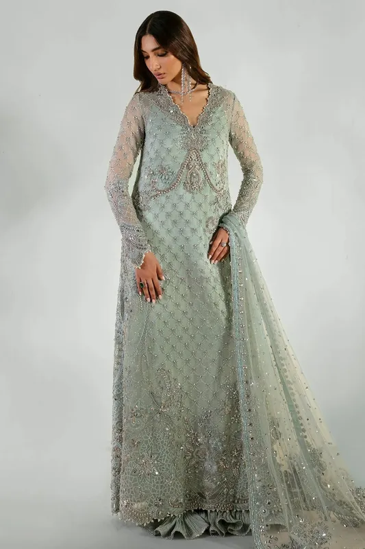 Elan Pret Crepuscule Mint Green Raw Silk – view 1 – Poshaq
