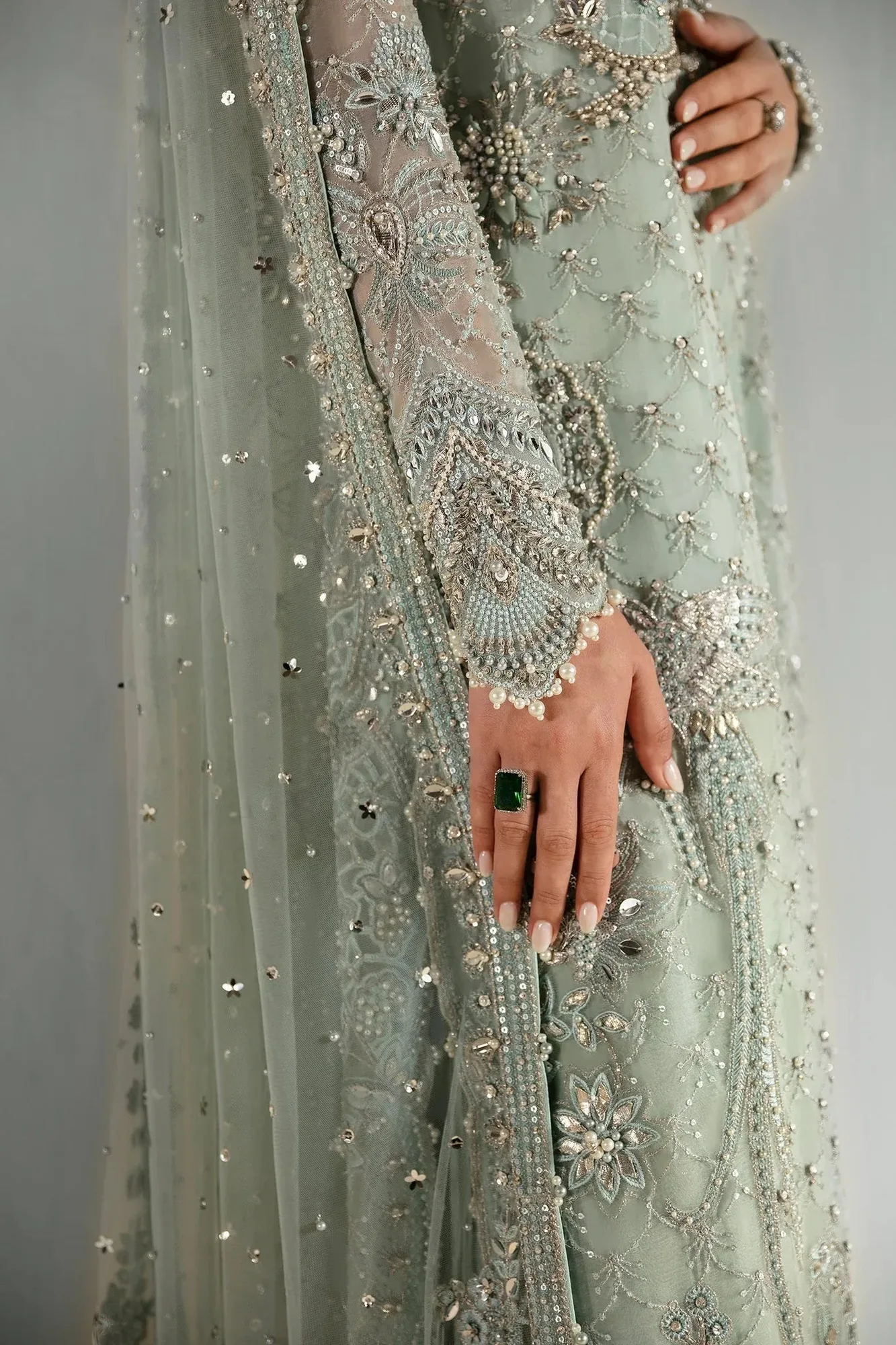 Elan Pret Crepuscule Mint Green Raw Silk – view 4 – Poshaq