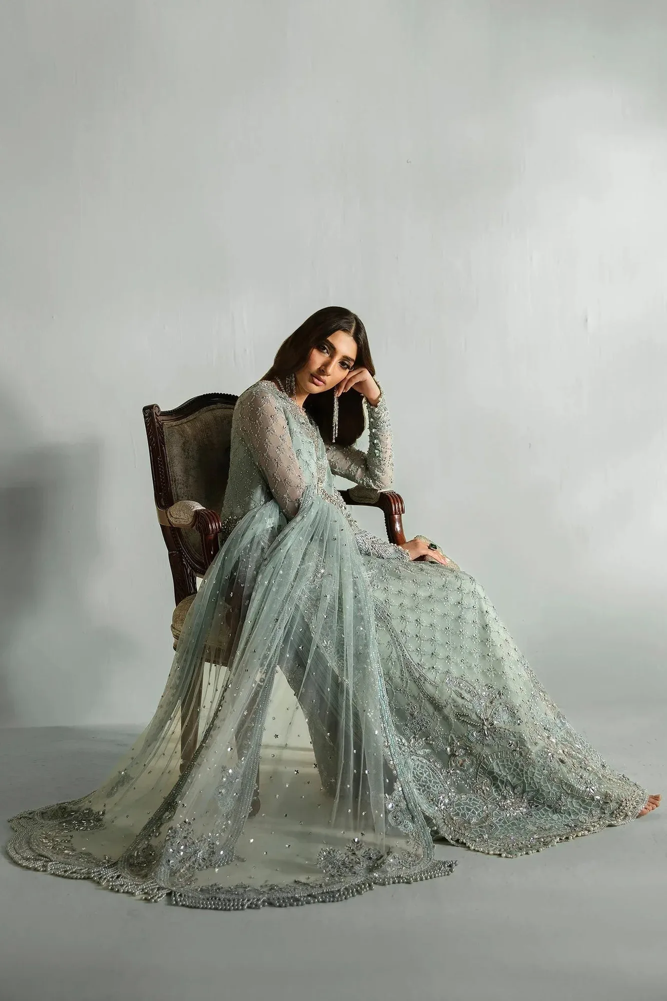 Elan Pret Crepuscule Mint Green Raw Silk – view 5 – Poshaq