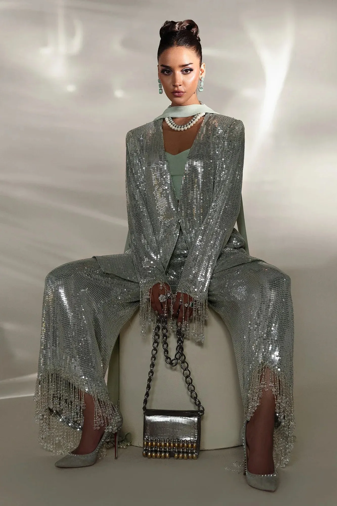 Elan Lueur Dor Silver Chiffon – view 1 – Poshaq