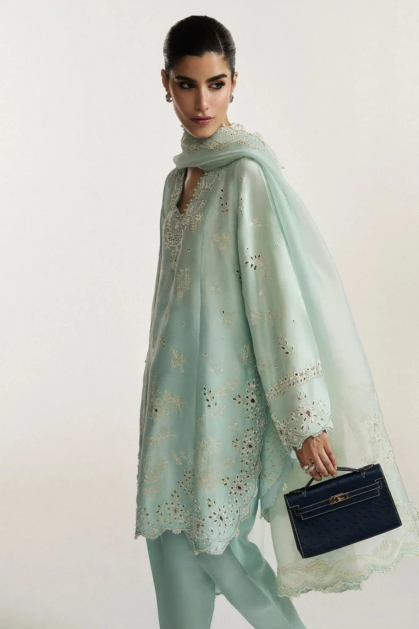 Elan ice blue Raw Silk – view 1 – Poshaq