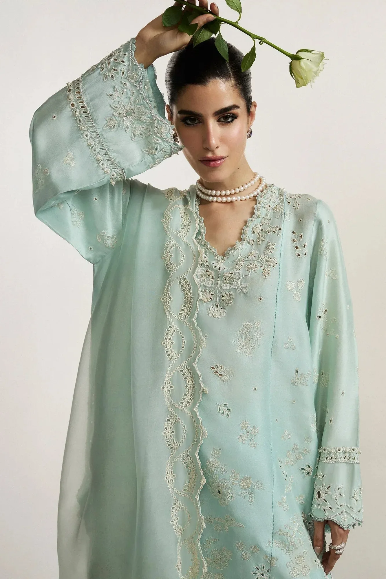 Elan ice blue Raw Silk – view 2 – Poshaq