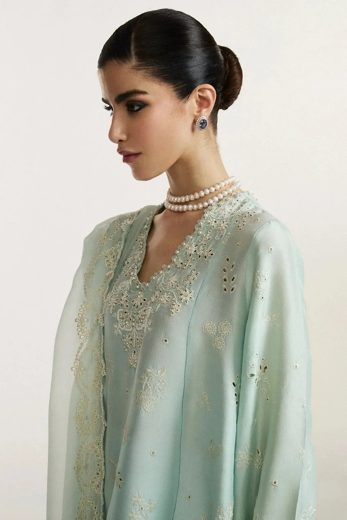 Elan ice blue Raw Silk – view 3 – Poshaq