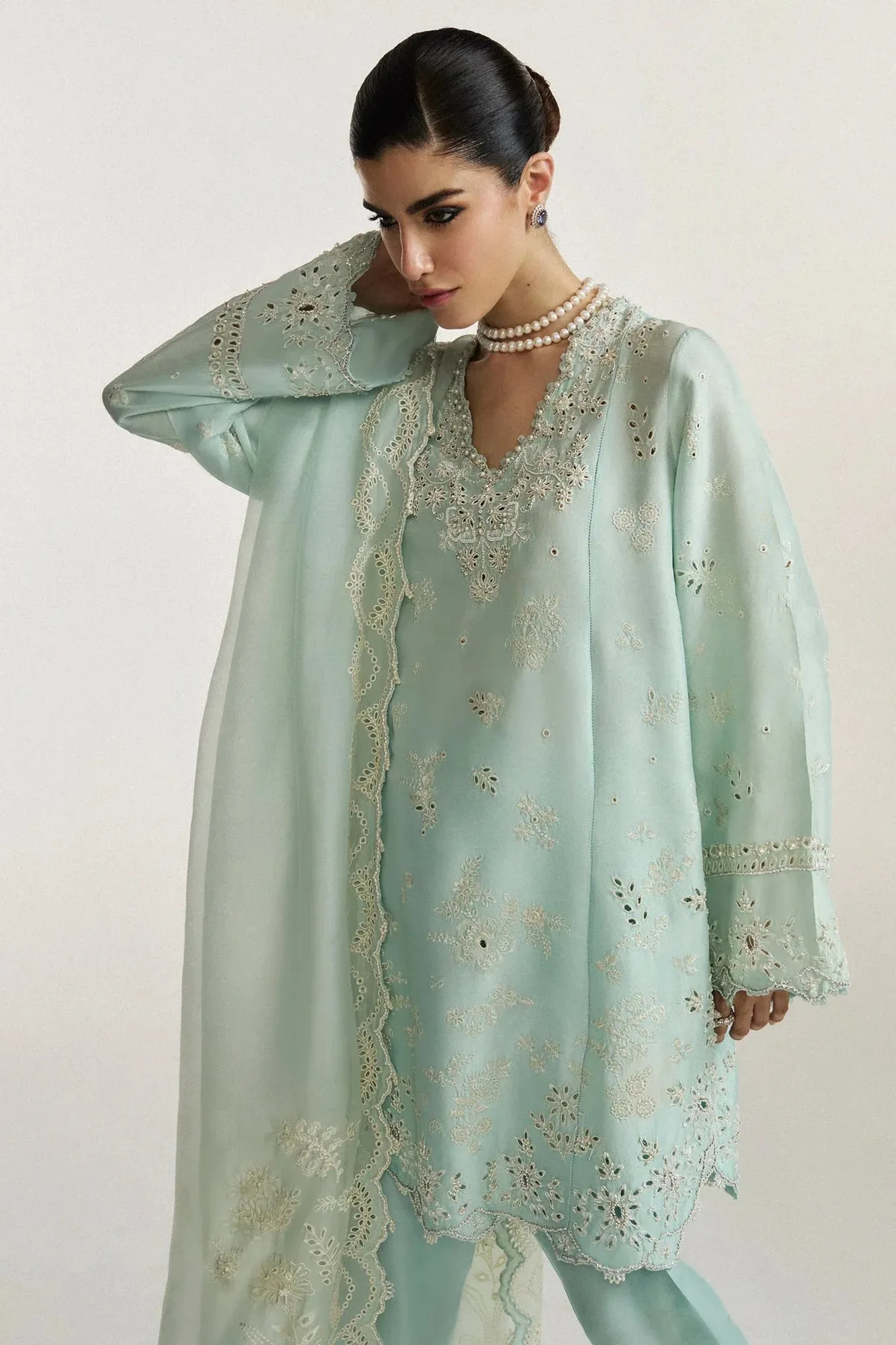 Elan ice blue Raw Silk – view 4 – Poshaq