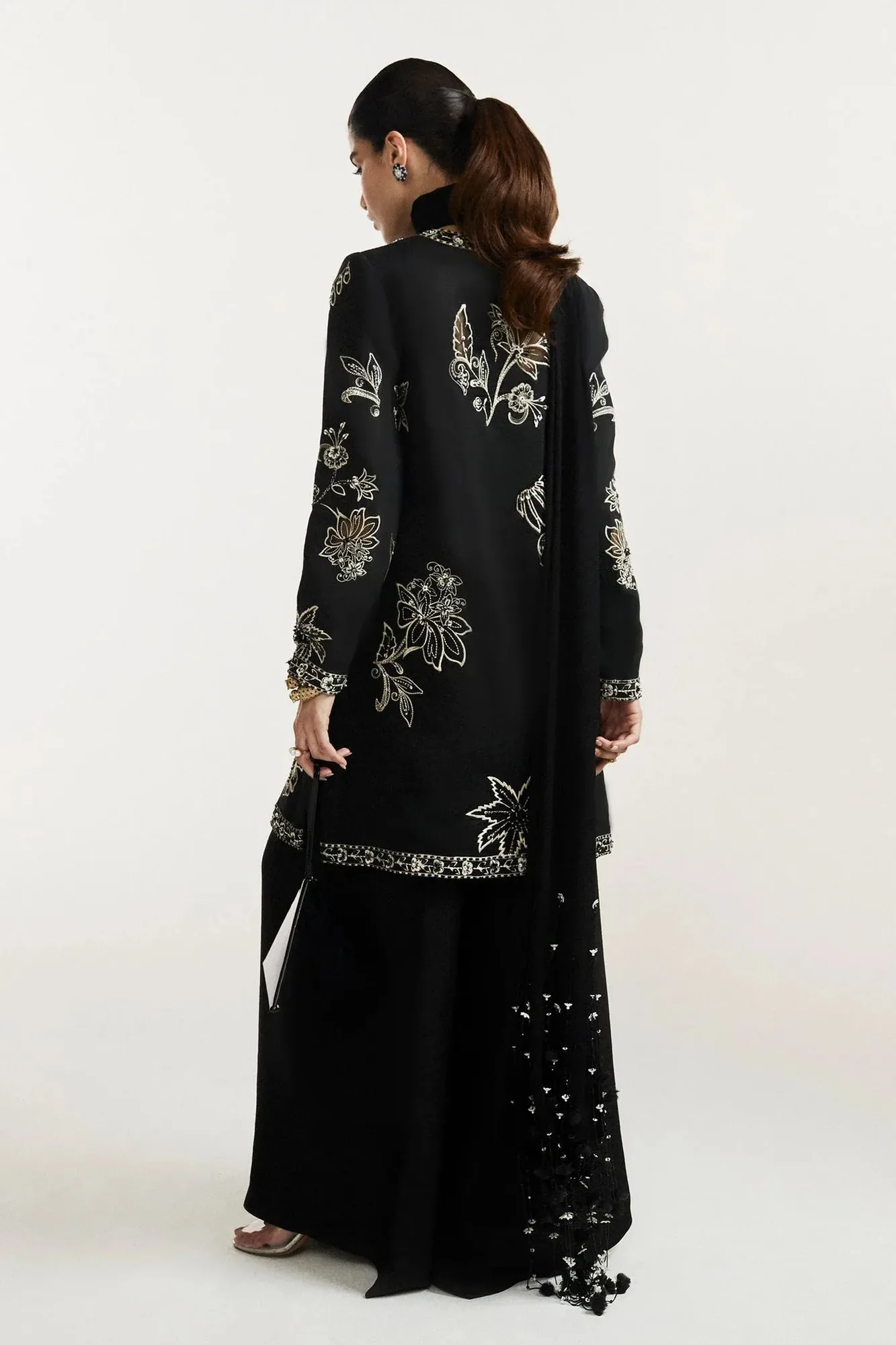 Elan Black Raw Silk – view 2 – Poshaq