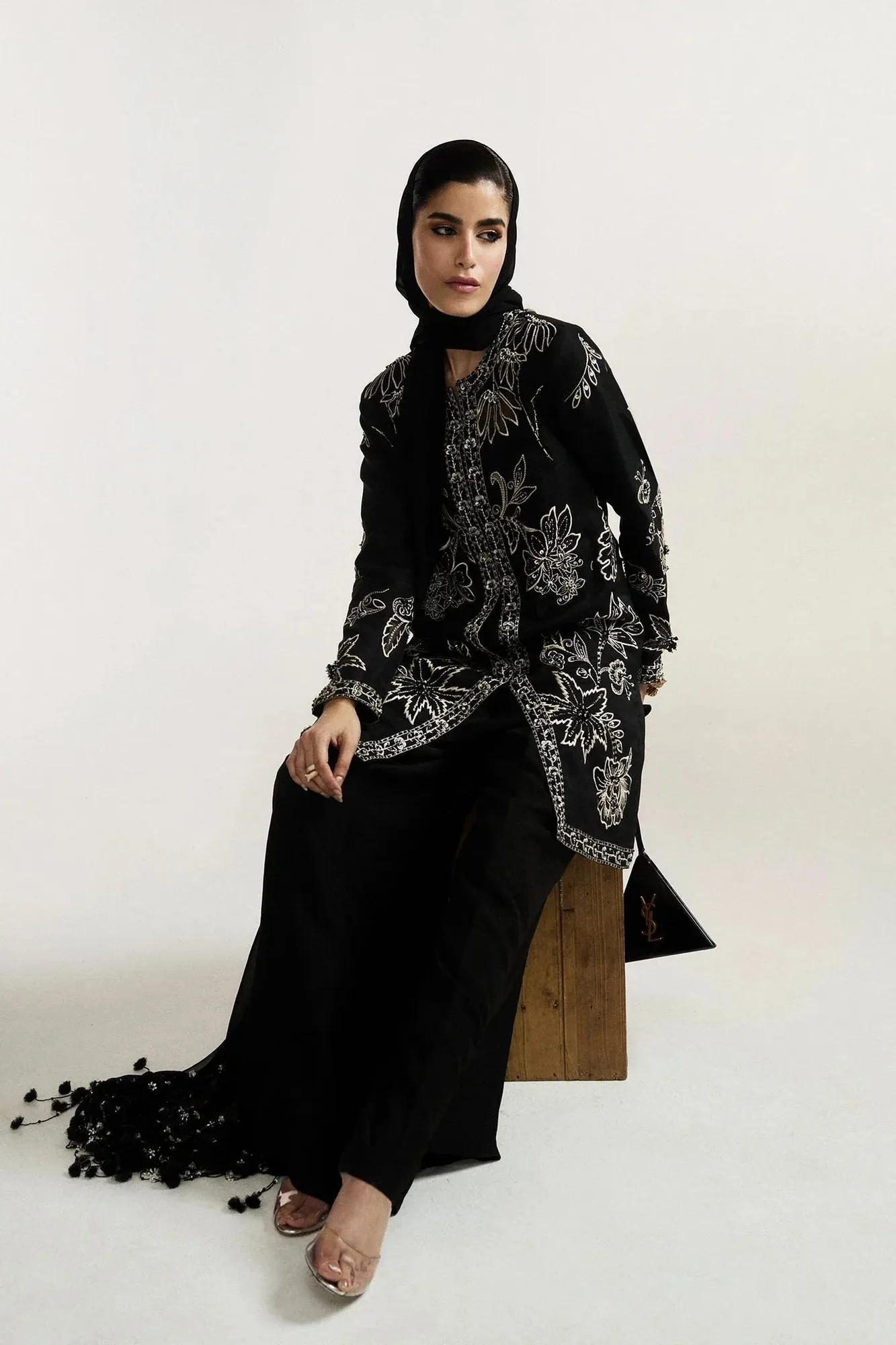Elan Black Raw Silk – view 3 – Poshaq