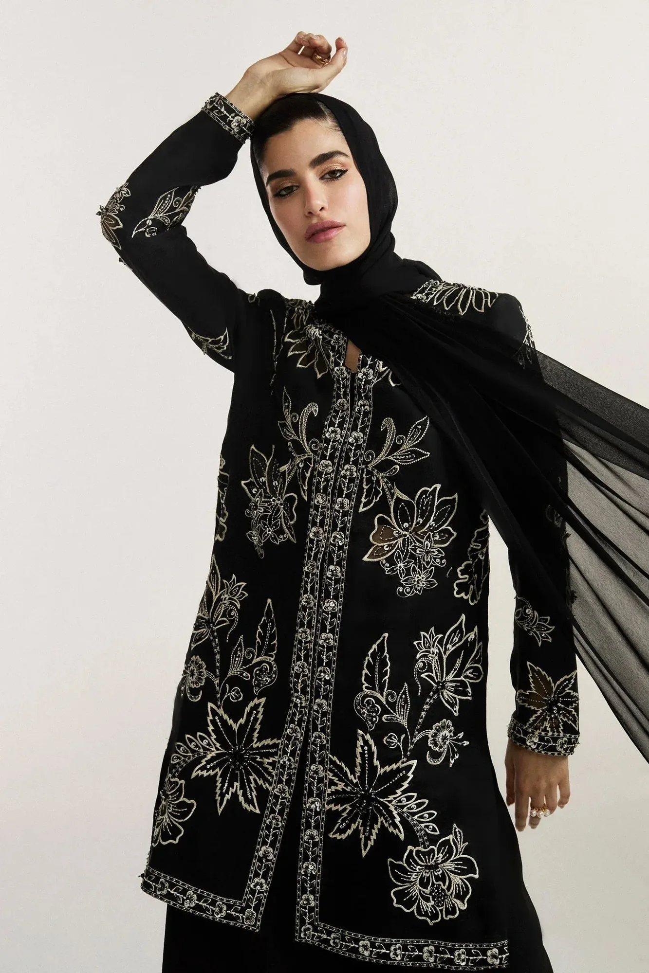 Elan Black Raw Silk – view 4 – Poshaq