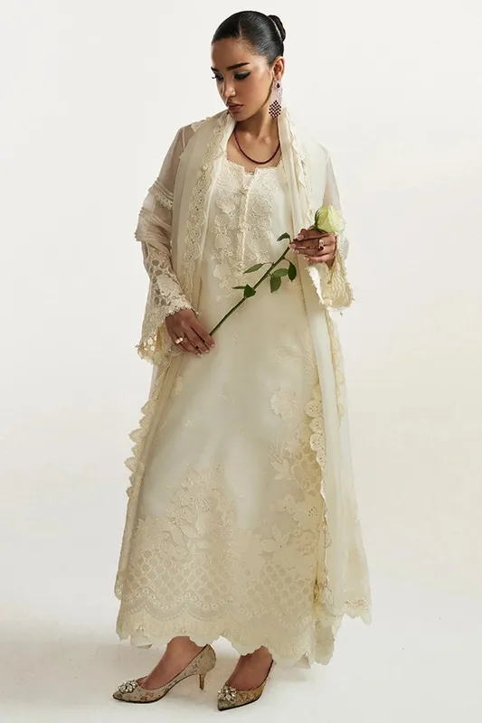 Elan Ivory Gold Raw Silk – view 1 – Poshaq