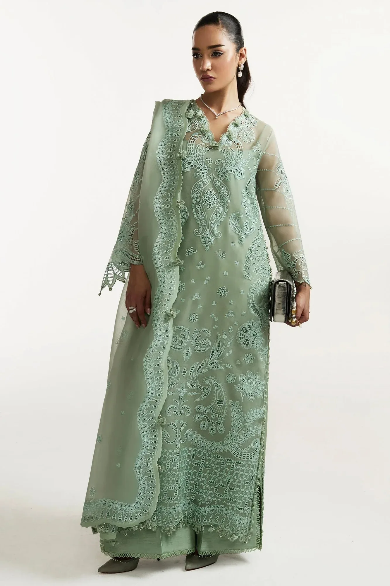 Elan Mint Organza – view 1 – Poshaq