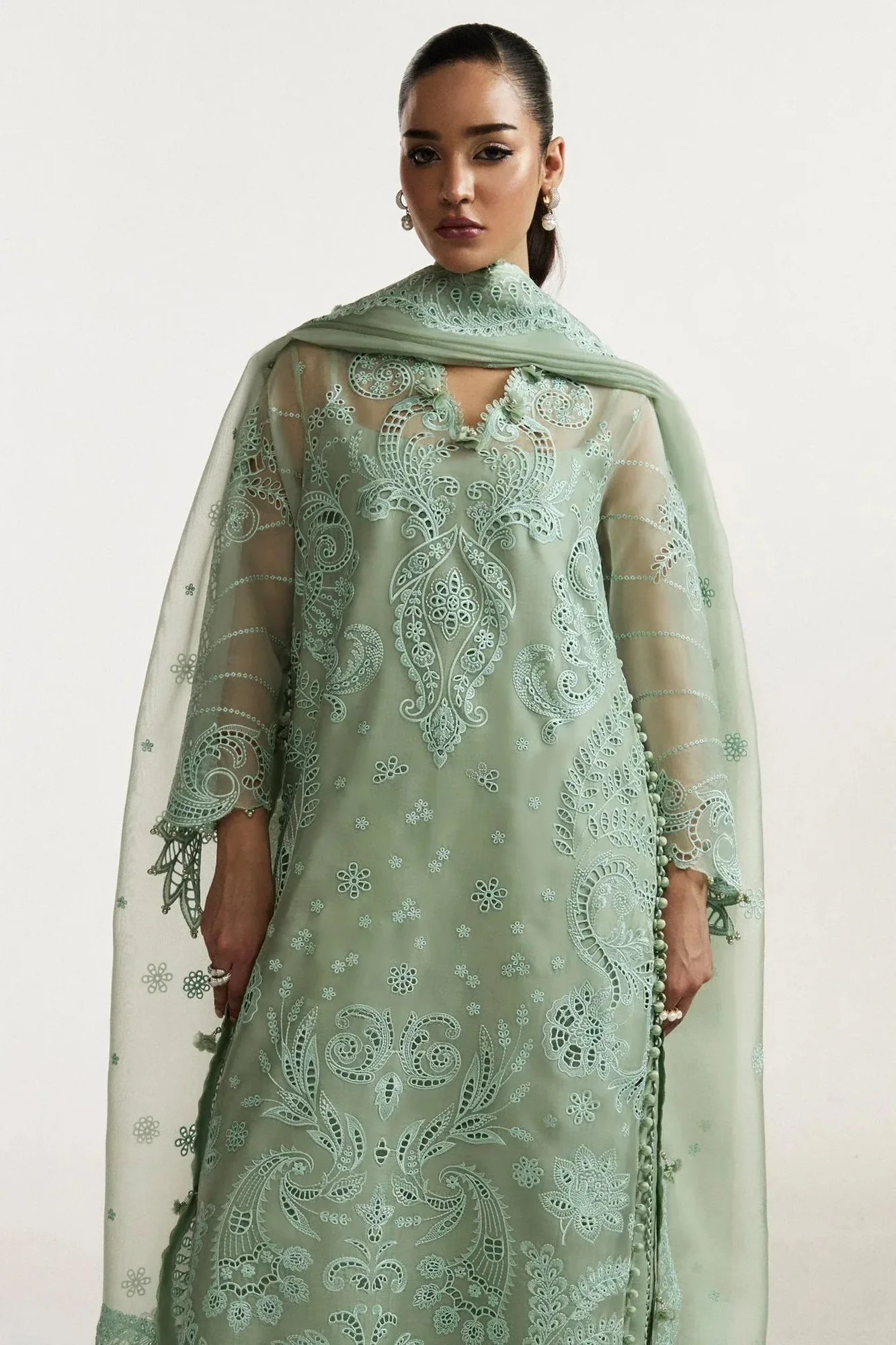 Elan Mint Organza – view 2 – Poshaq