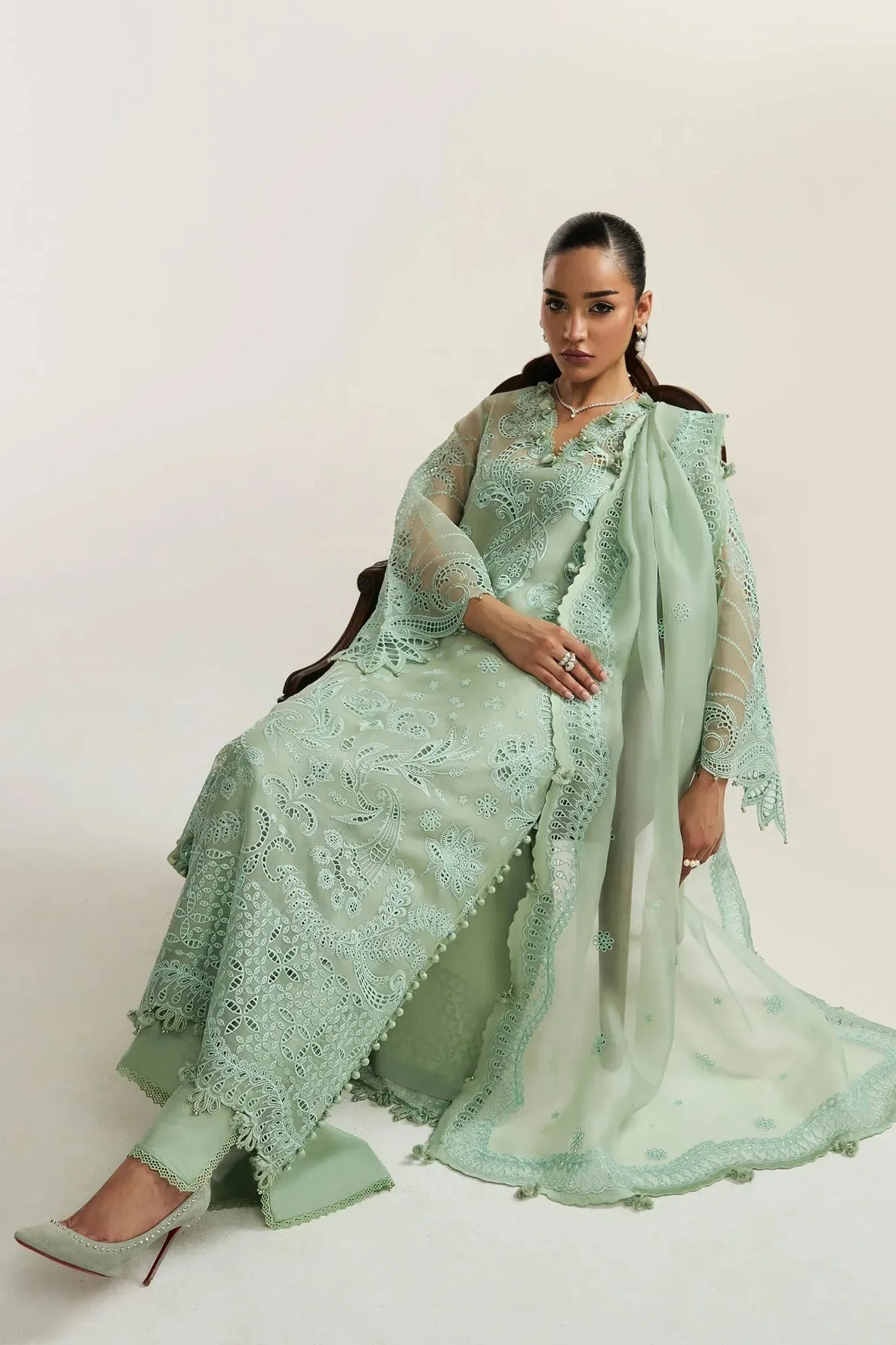 Elan Mint Organza – view 3 – Poshaq