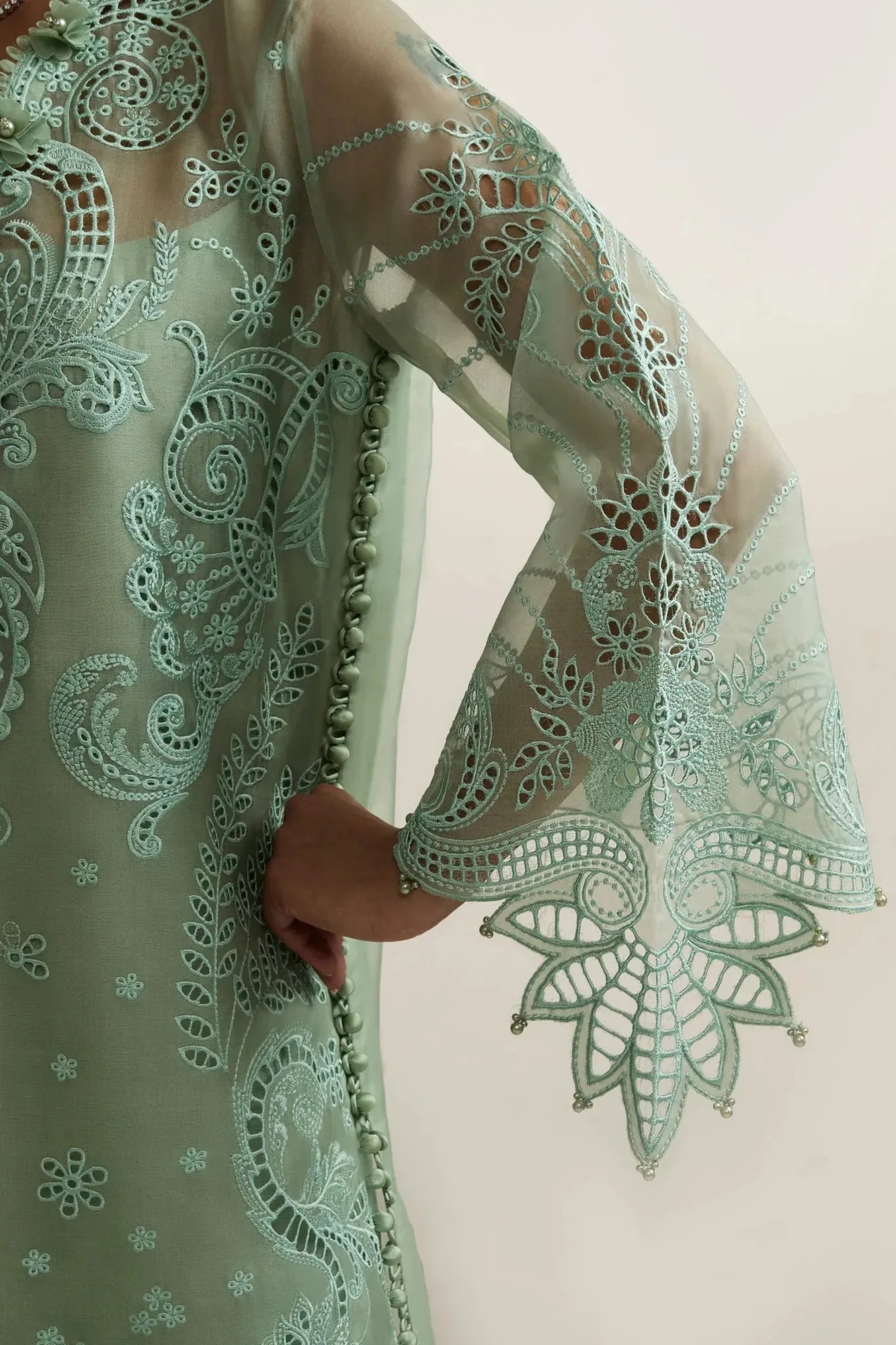 Elan Mint Organza – view 4 – Poshaq